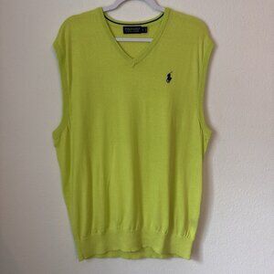 Polo Golf Ralph Lauren Vest Men’s Large 100% Pima Cotton Lime Green Sleeveless